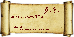 Jurin Varsány névjegykártya